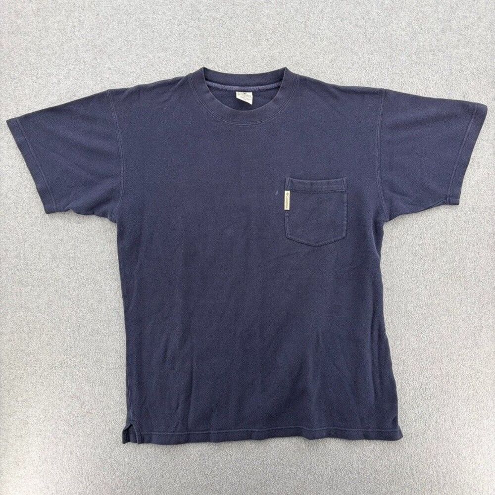 Columbia Sportswear Mens L Navy Blue Pocket T Shirt 100% Cotton Outdoor